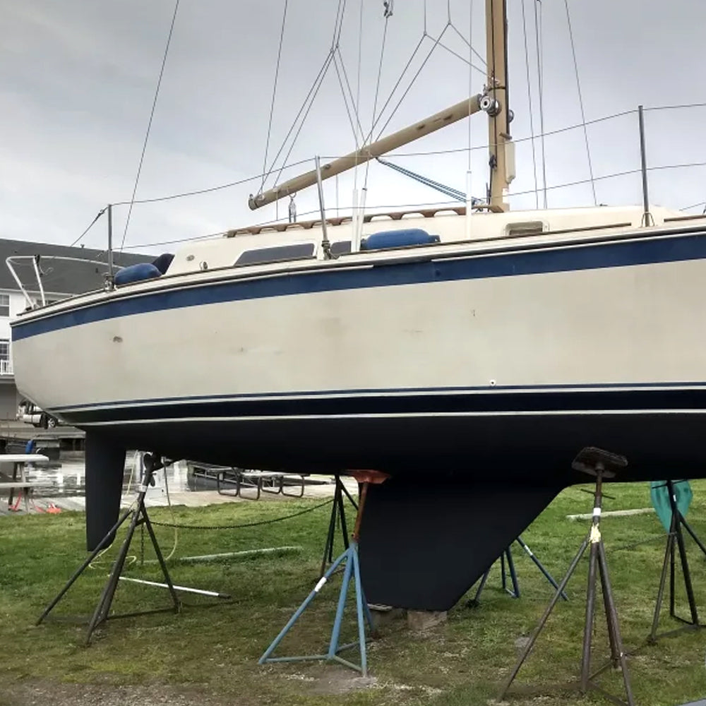 JD Select Water-Based Bottom Paint black on a boat