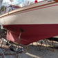 JD Select Water-Based Bottom Paint red on a boat